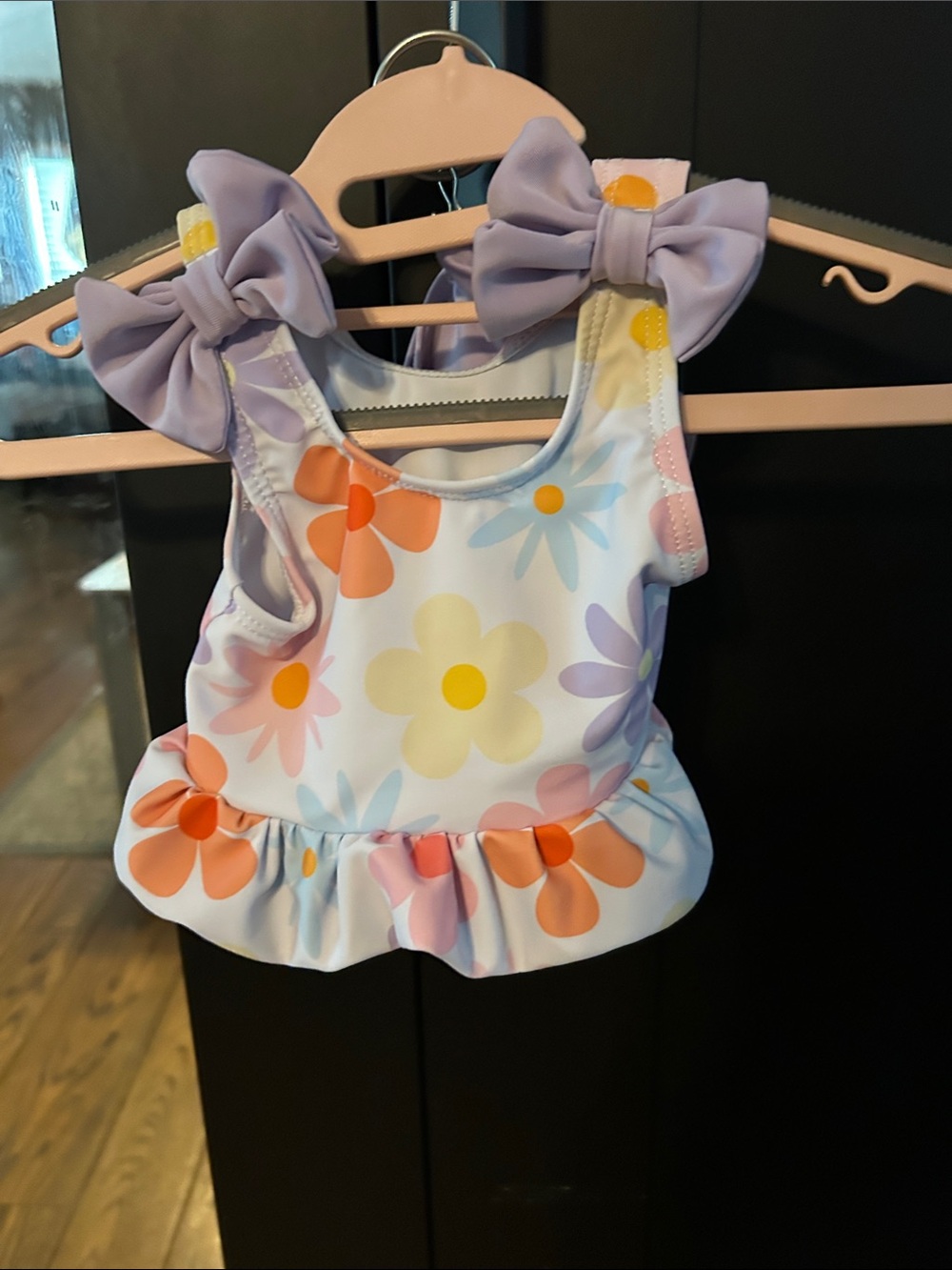 Girls' Floral Ruffle 2 Pc SwimSuit in Pastel Multicolor